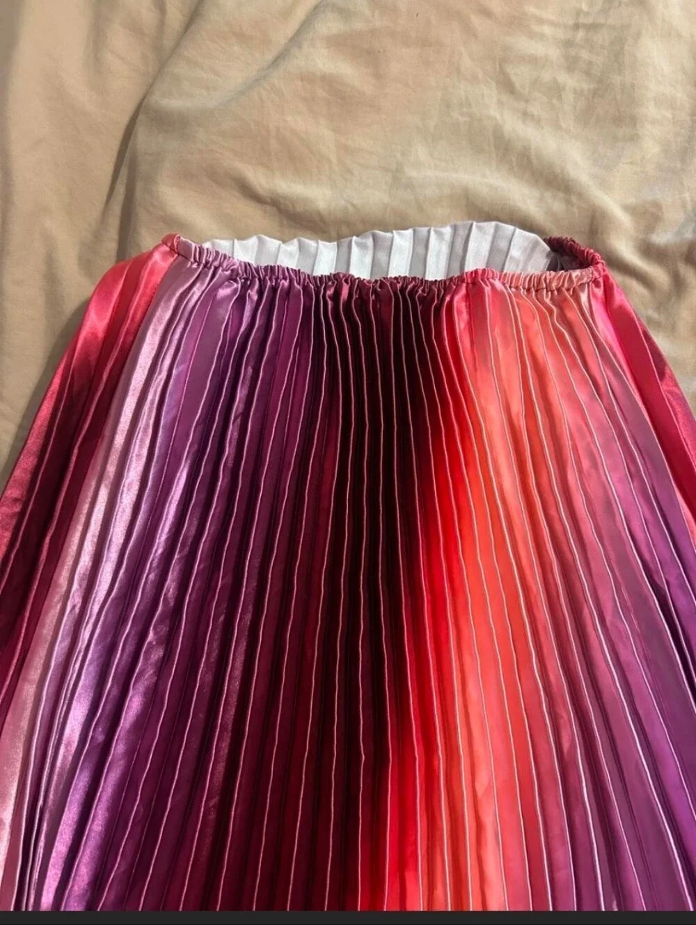Tie-Dye Pink & Coral Pleated Cutout Maxi Dress